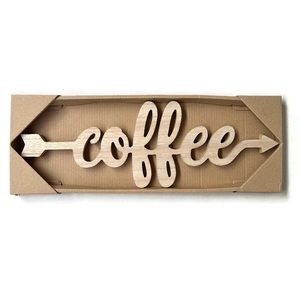 Coffee Cursive Natural Wood Cutout Word Design Wall Kitchen Coffee Shop Decor